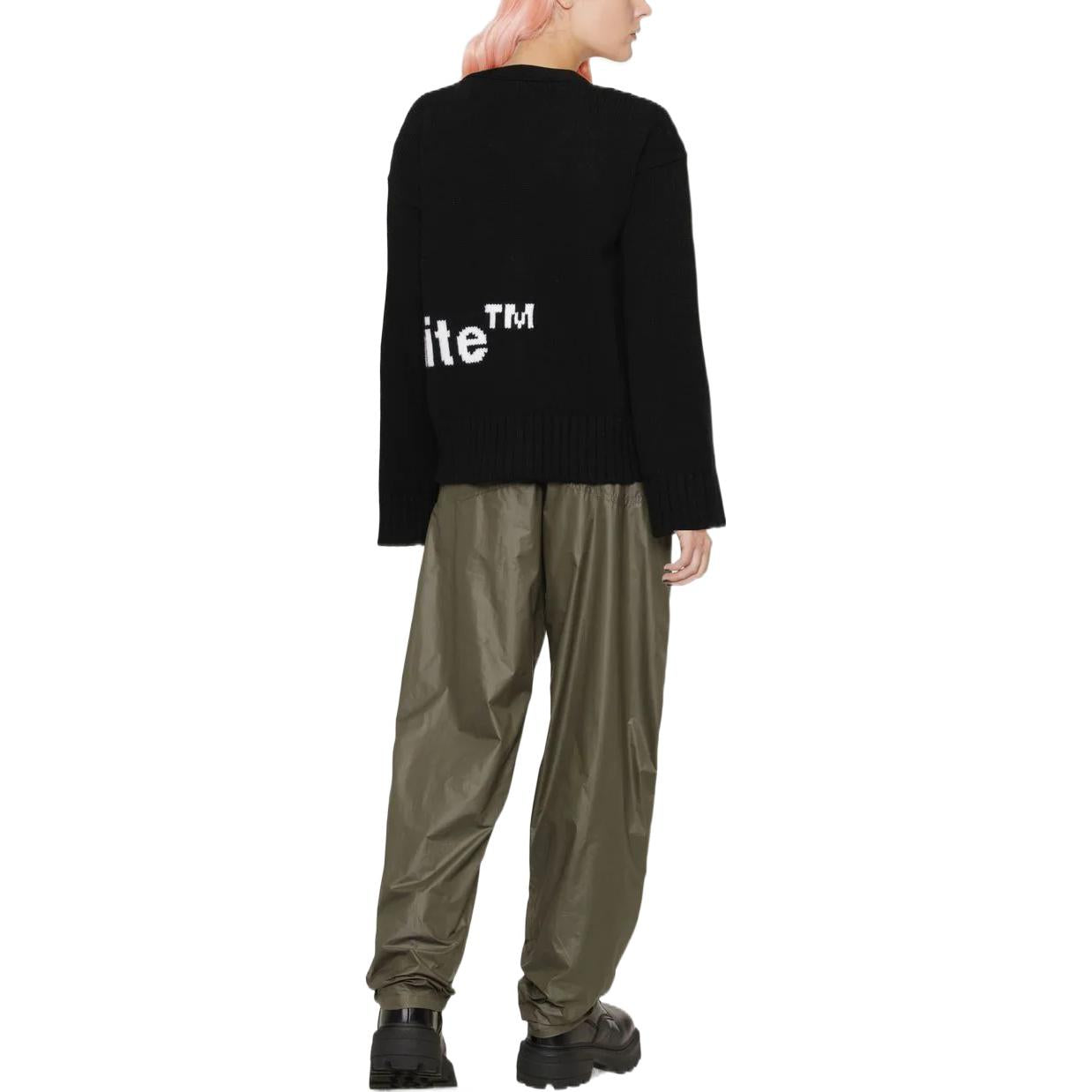 (WMNS) Off-White Logo Intarsia Cardigan 'Black White' OWHB031F22KNI0011001