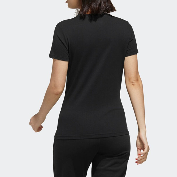 (WMNS) adidas Classic logo Alphabet Printing Short Sleeve Black FP7872