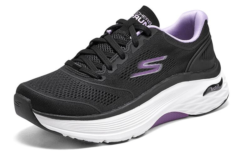 (WMNS) Skechers Max Cushioning Arch Fit 'Black Purple White' 128923-BKLV