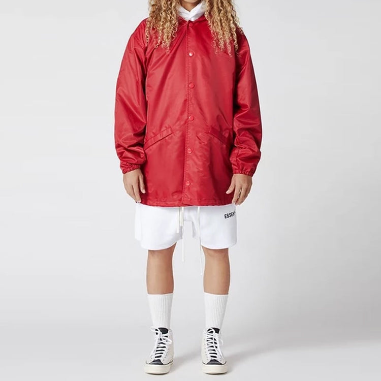 Fear of God Essentials Graphic Hooded Coach Jacket 'Red' FOG-FW19-84