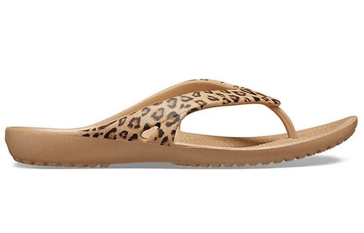 (WMNS) Crocs Kadee ll Leopard Print Flip-Flops Brown 206398-98R