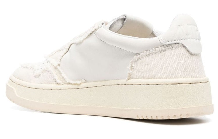 (WMNS) AUTRY Medalist Low Soft Goatskin and Frayed Canvas 'White and Ivory White' AULW-CB01