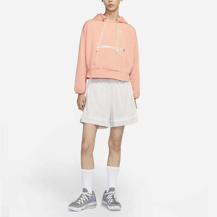 (WMNS) Nike Embroidered Logo Big Pocket Short Sports Hoodie Light Orange DA6484-824