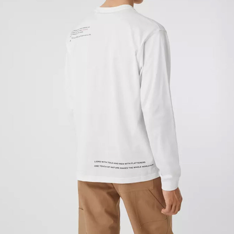 Men's Burberry Alphabet Printing Cotton Long Sleeves White 8031884
