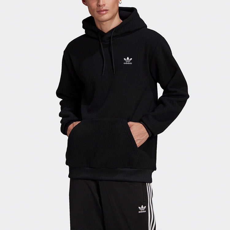 adidas originals Plrfleece Hoody Casual Sports Pullover Black GE5212
