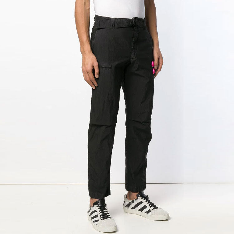 Men's Off-White D Waist Casual Long Pants/Trousers Slim Fit Black OMCA084R19A210211000