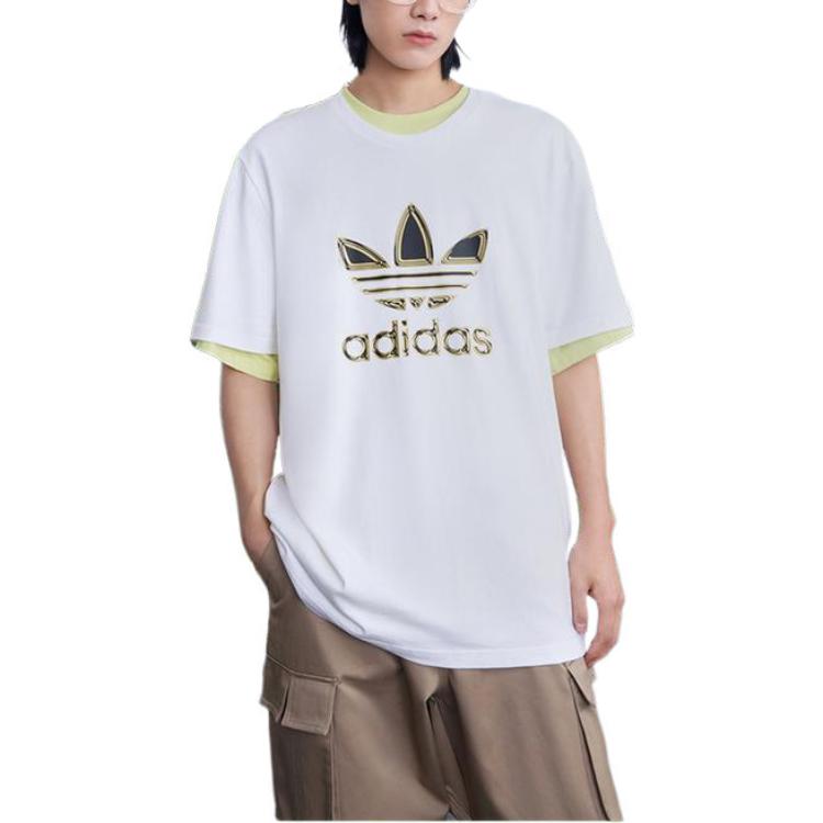 adidas Originals Logo Printing Sports Short Sleeve Tee 'White Gold Black' GT4371