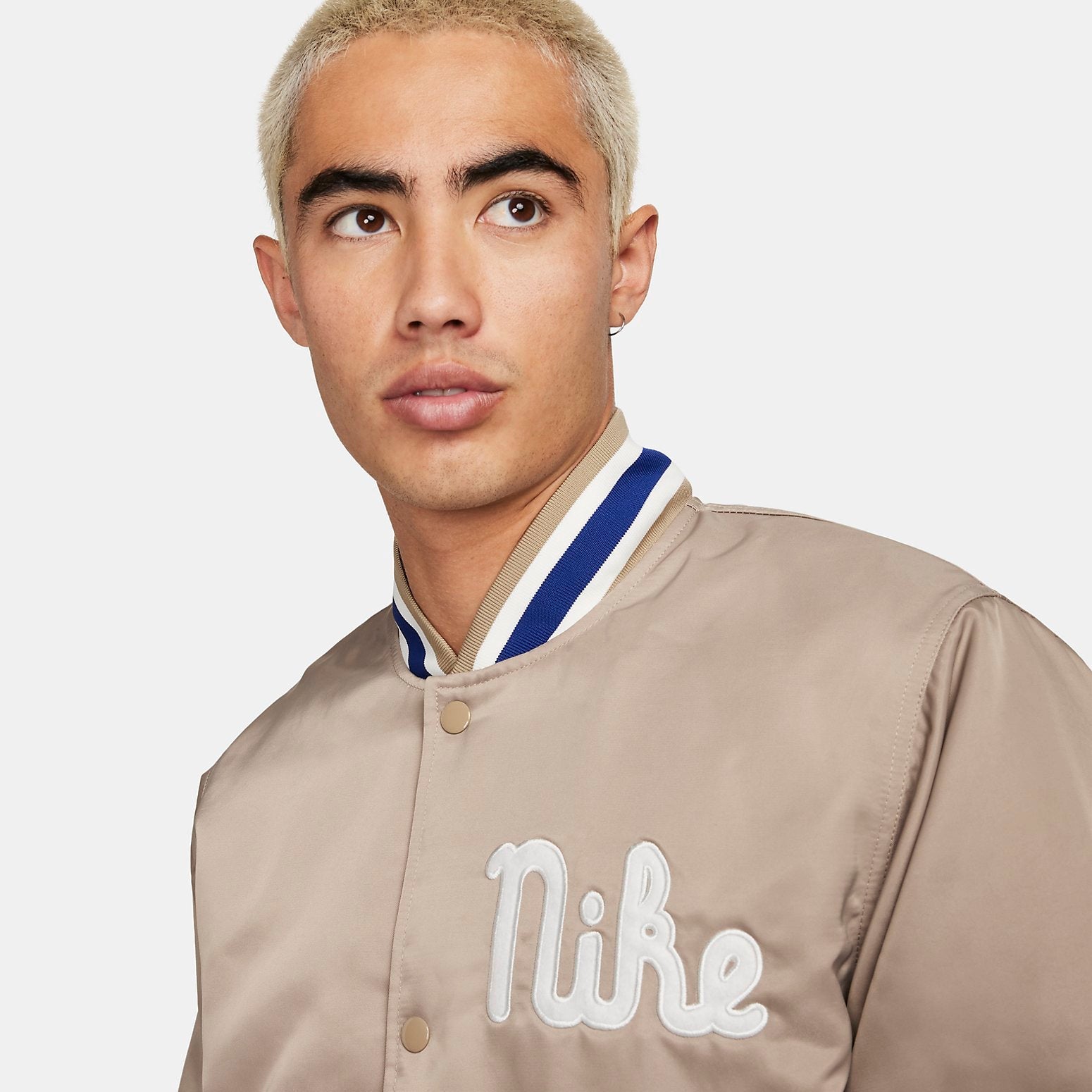 Nike Dugout Loose Satin Jacket Asia Sizing 'Khaki Sail' FQ7970-247