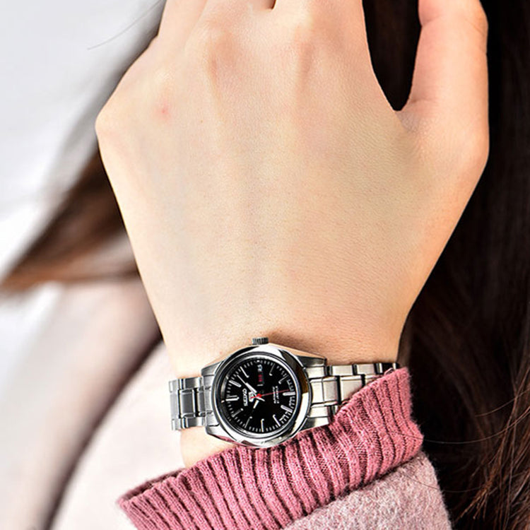 SEIKO Unisex Mechanical Black/Silver SNKL45J1+SYMK17J1