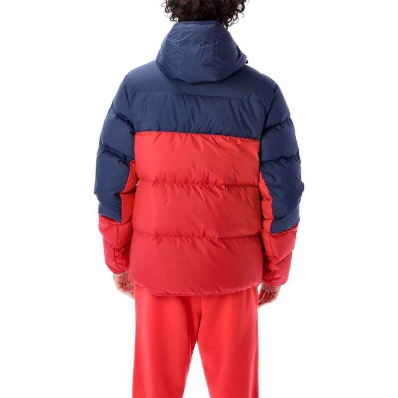 Men's Nike Colorblock Logo Casual Hooded With Down Feather Jacket Red Blue DD6795-410