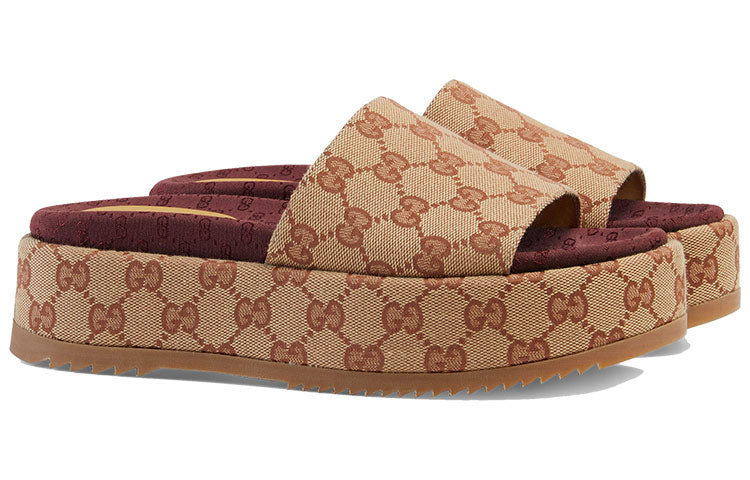 (WMNS) Gucci GG Slide Sandal 'Monogram - Beige Brick Red' 573018-KQW00-8366
