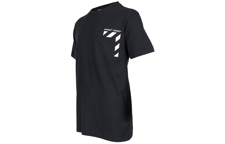 Men's Off-White SS22 Stripe Alphabet Printing Short Sleeve Version Black OMAA128C99JER0011001