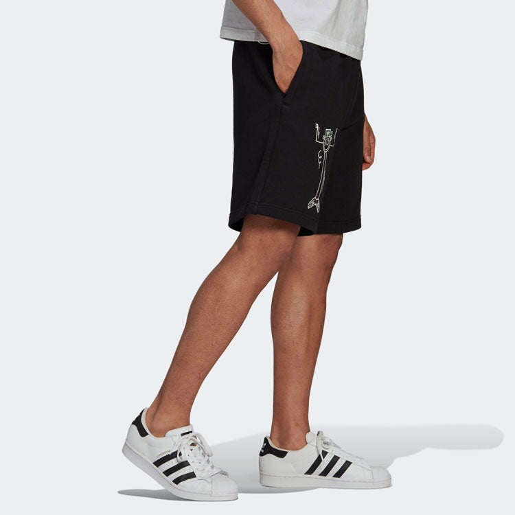 Men's adidas originals Cartoon Printing Straight Shorts Black HR7111