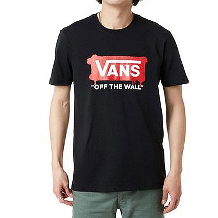 Vans Graffiti Box V Tee Logo Casual Short Sleeve Couple Style Black VN0A54IKBLK