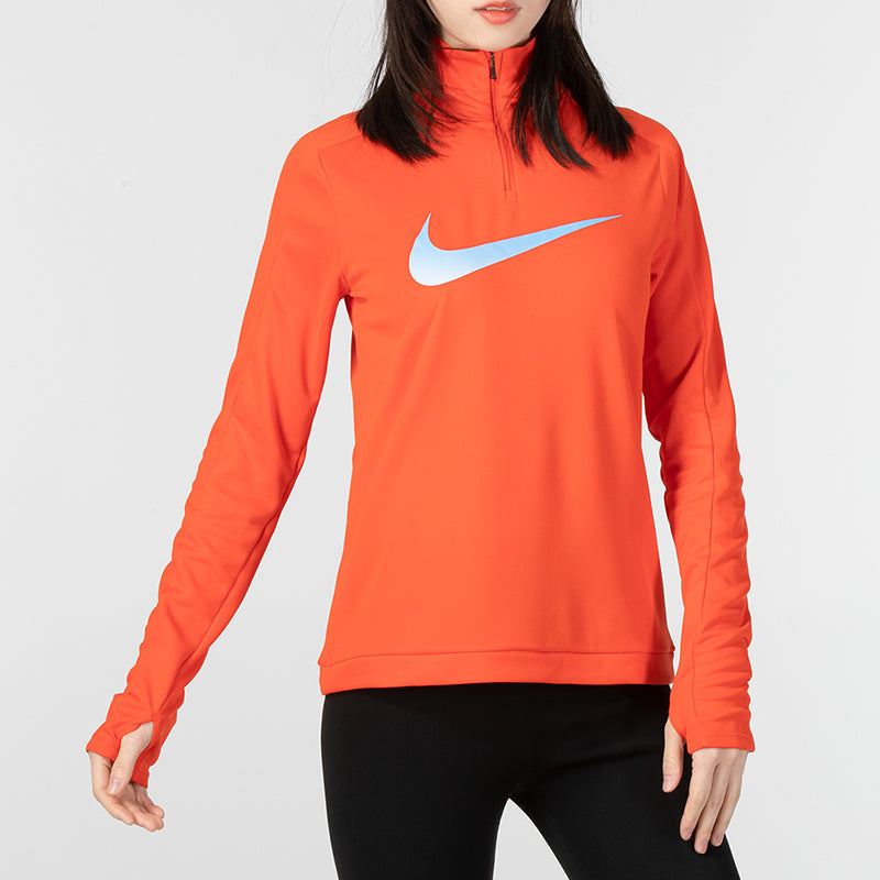 (WMNS) Nike Logo Dri-Fit Swoosh 1/4 Zip Jersey 'Orange' DX0953-633