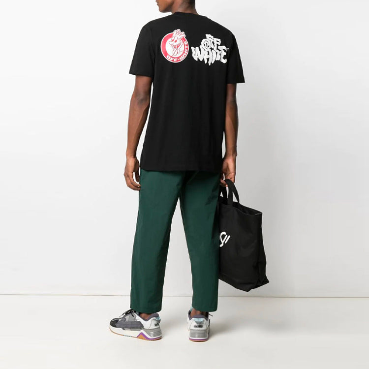 Off-White SS21 Logo Pattern Short Sleeve Loose Fit Black OMAA027S21JER0151001