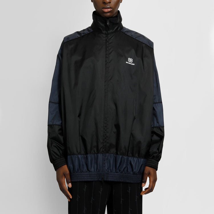 Balenciaga BB Patchwork Nylon Full-Zip Windbreaker 'Navy Black' 623019TIO544100