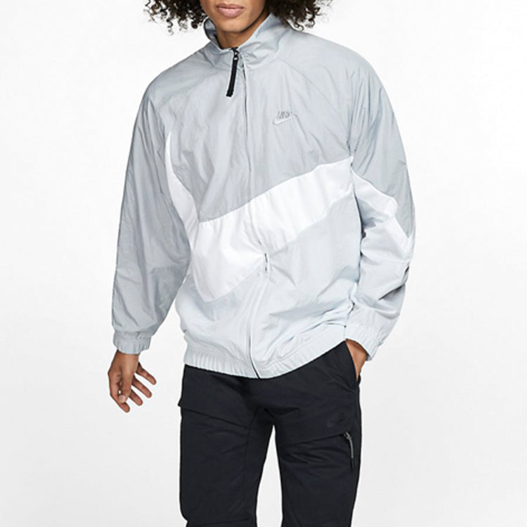 Nike Large Swoosh Windbreaker Woven Jacket Gray AR3132-012