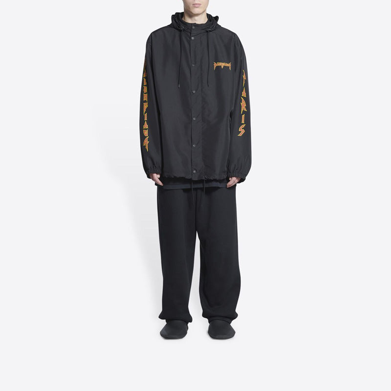 Balenciaga Metallica Windbreaker Hooded Jacket 'Black Orange' 698831TMO101000