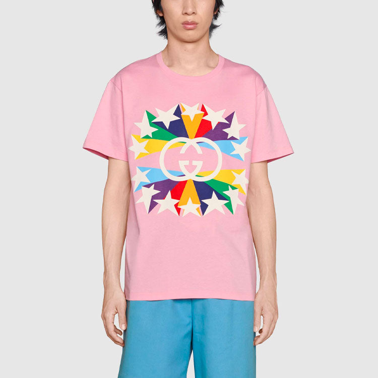 Gucci SS21 G Printing Cotton Short Sleeve Pink 548334-XJDNH-5904