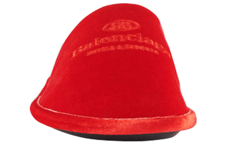Balenciaga Home Embroidered Velvet Red Slippers 617603W2BS16501
