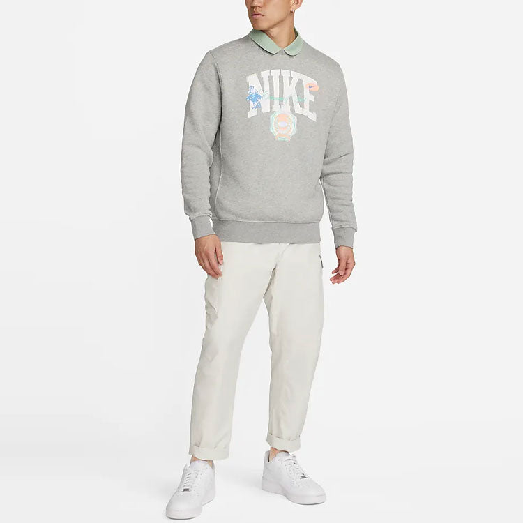 Men's Nike Alphabet Printing Round Neck Pullover Gray DR8034-063
