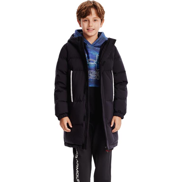 (GS) Under Armour Mid-length Warm Long Sleeve Down Jacket 'Black White' 234106068