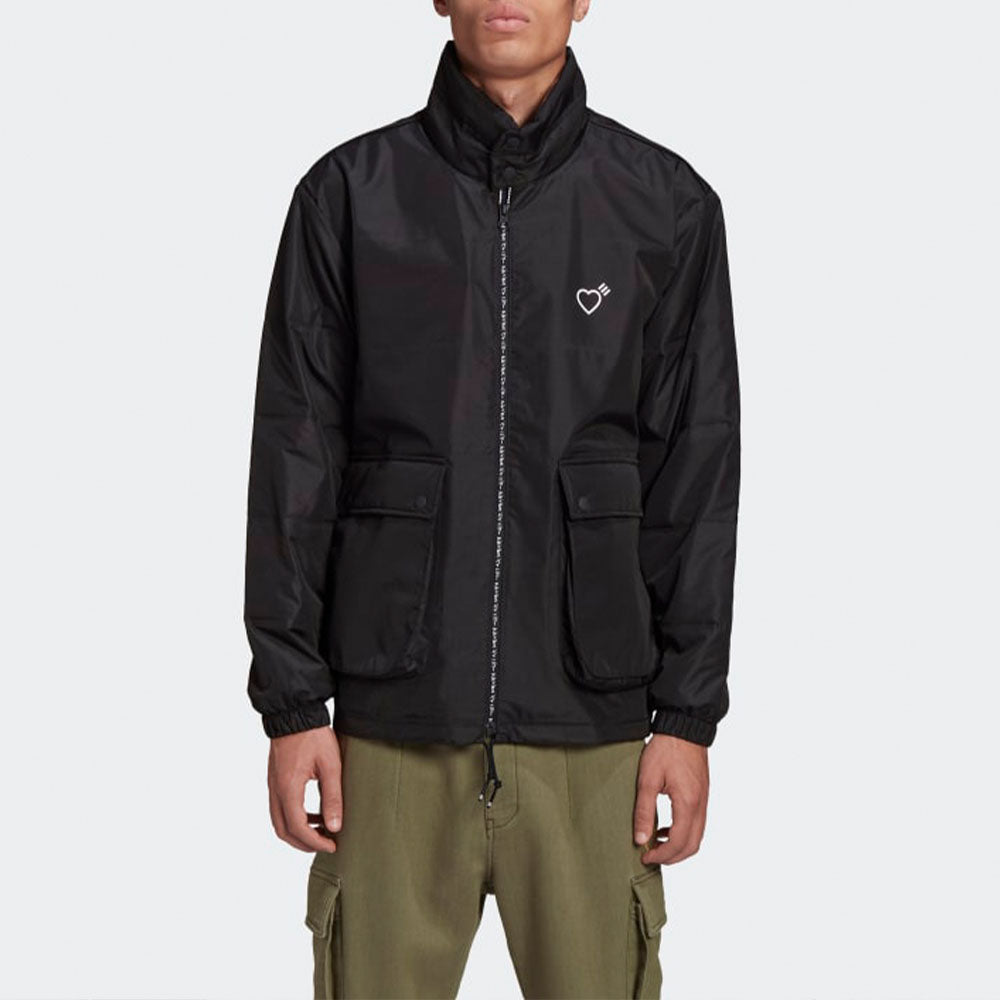 adidas originals x HUMAN MADE Crossover Embroidered Logo Stand Collar Jacket Black GM4634