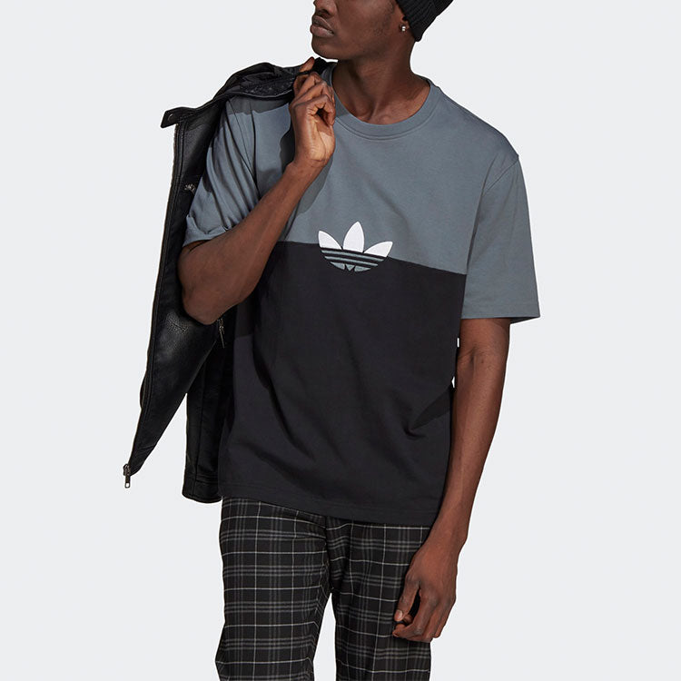 adidas Logo Adicolor Slices Trefoil Boxy Tee Men's Blue/black GN3504