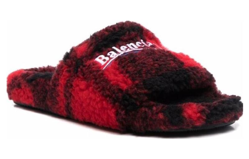 (WMNS) Balenciaga Furry Slides 'Fake Fur Red Black' 654261W2F21