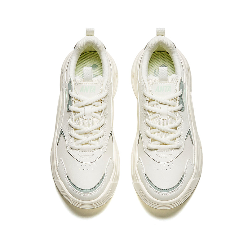 (WMNS) ANTA Platform Leather 'White Green Grey' 922328816-4