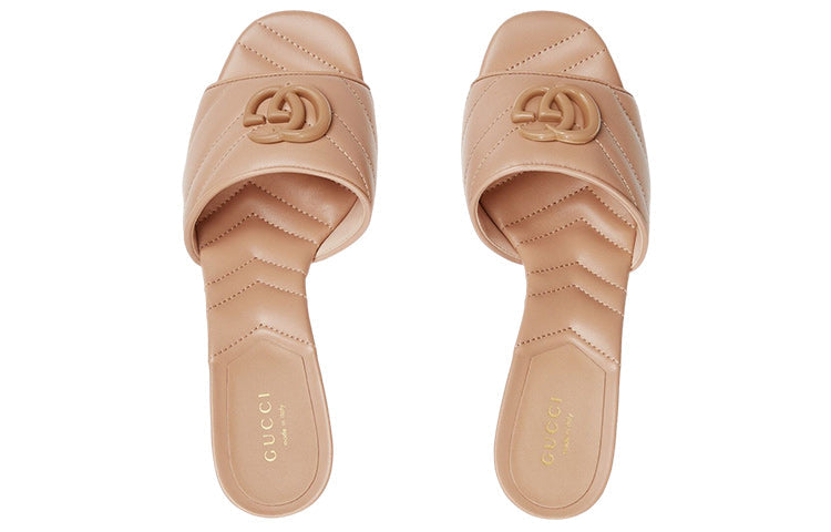 (WMNS) Gucci Double G Mid-Heel Slide Sandals 'Beige' 739133-BKO00-2754