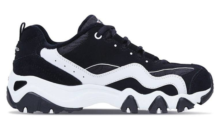 (WMNS) Skechers D'Lites Running Shoes Black/White 66666077-BLK