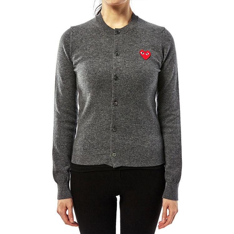 (WMNS) COMME des GARCONS PLAY Cardigan Red Emblem 'Grey' AZ-N007-051-3