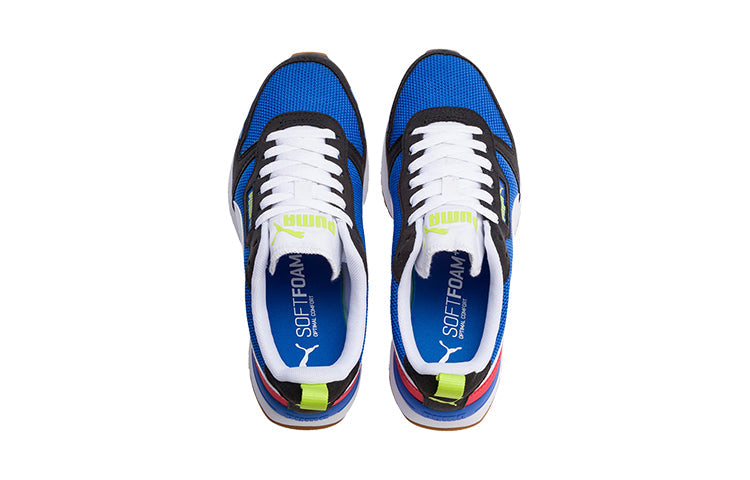 (GS) PUMA R78 Low Top Running Shoes Black/White/Blue 373616-03
