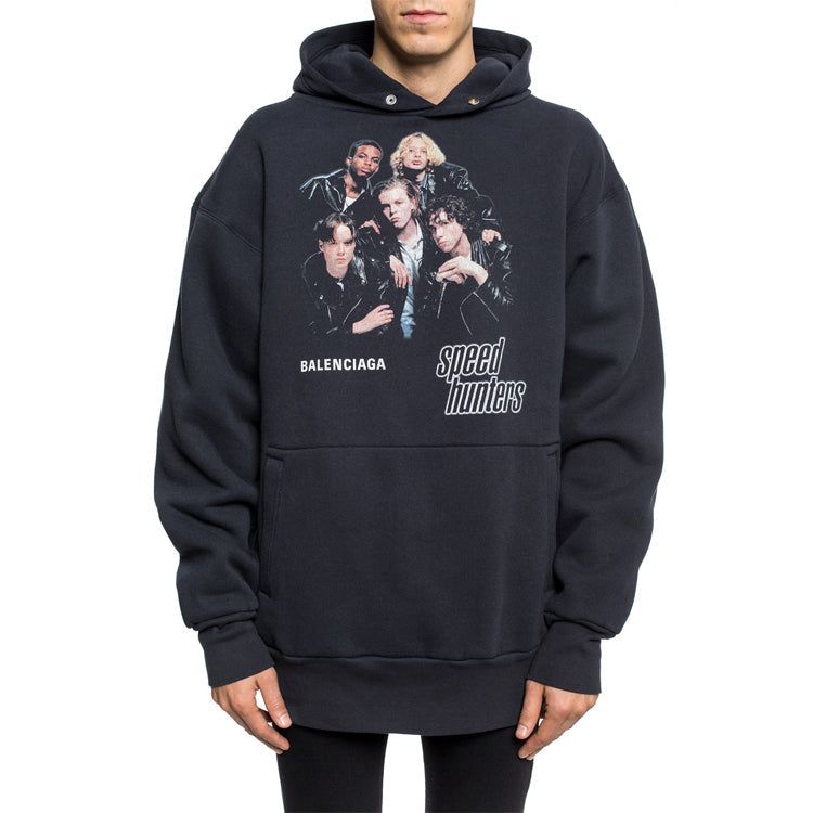 Men's Balenciaga Speedhunters Boysband Printing hooded Long Sleeves Navy Blue 541873TCV371055