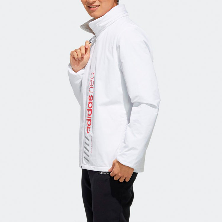 adidas neo M Faves Wint Wb Printing Logo Stand Collar Windbreaker Jacket White FU1035