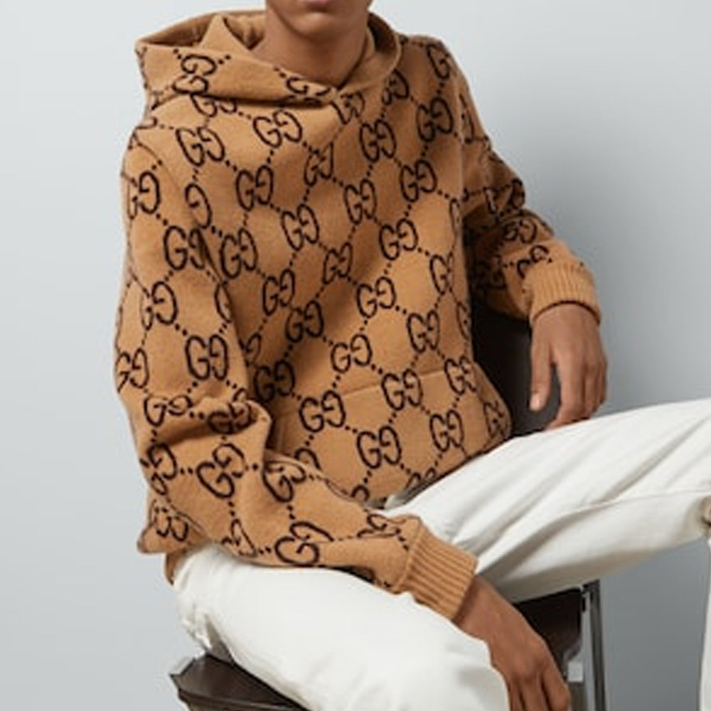 Gucci GG Wool Hooded Sweatshirt 'Camel Ebony' 770582-XKDSL-2667