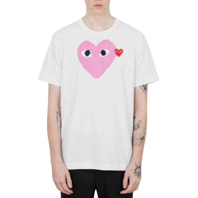 COMME des GARCONS PLAY SS25 Printed Heart with Red Emblem Pink T-Shirt 'White' AX-T106-051-4