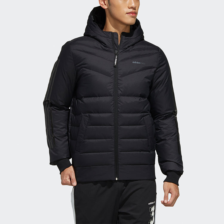 adidas neo M Sprty Puffer Athleisure Casual Sports Stay Warm hooded down Jacket Black EI4422