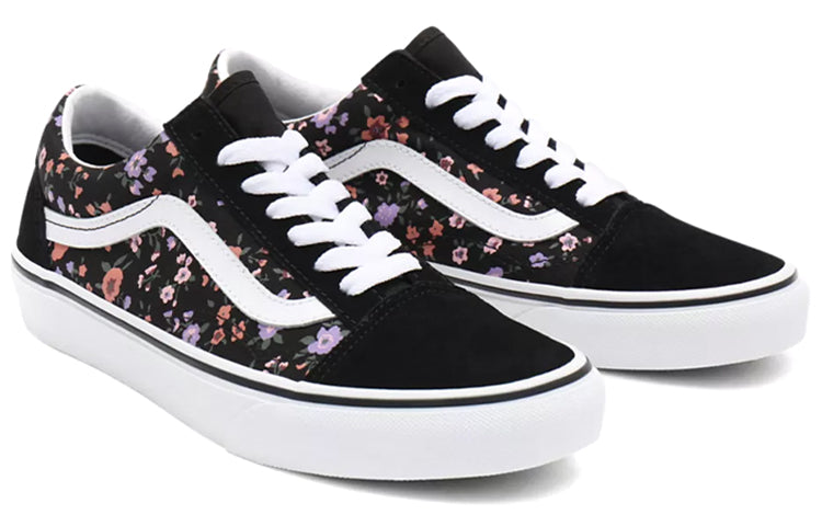 Vans Floral Old Skool Printing Non-Slip Wear-resistant Low Tops Casual Skateboarding Shoes Unisex Black VN0A38G19HS