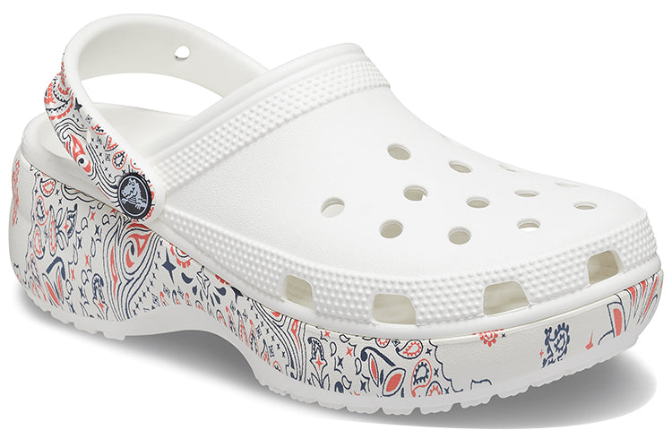 (WMNS) Crocs Classic Platform Americana Paisley Clogs 'White' 207337-94S