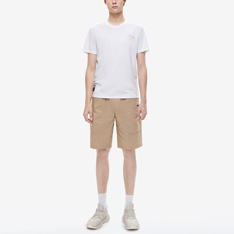 Men's FILA x Crossover Casual Printing Breathable Knit Short Sleeve White T-Shirt F11M228109F-WT