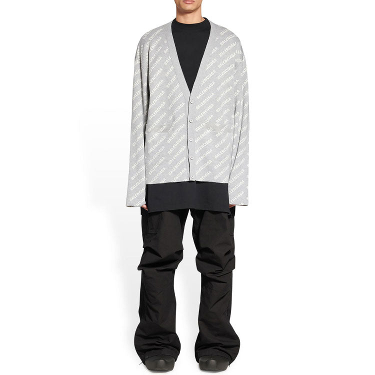 Balenciaga Mini Allover Logo Cardigan 'Light Grey White' 699822T32331461