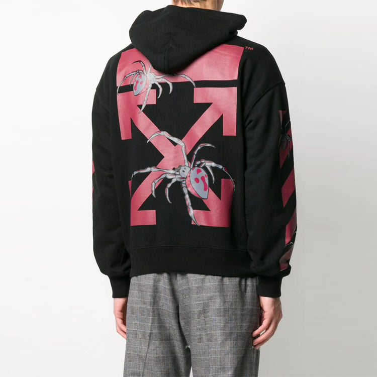 Off-White SS20 Spider Arrow Printing Hooded Fleece Men Black OMBB037S20E300011024