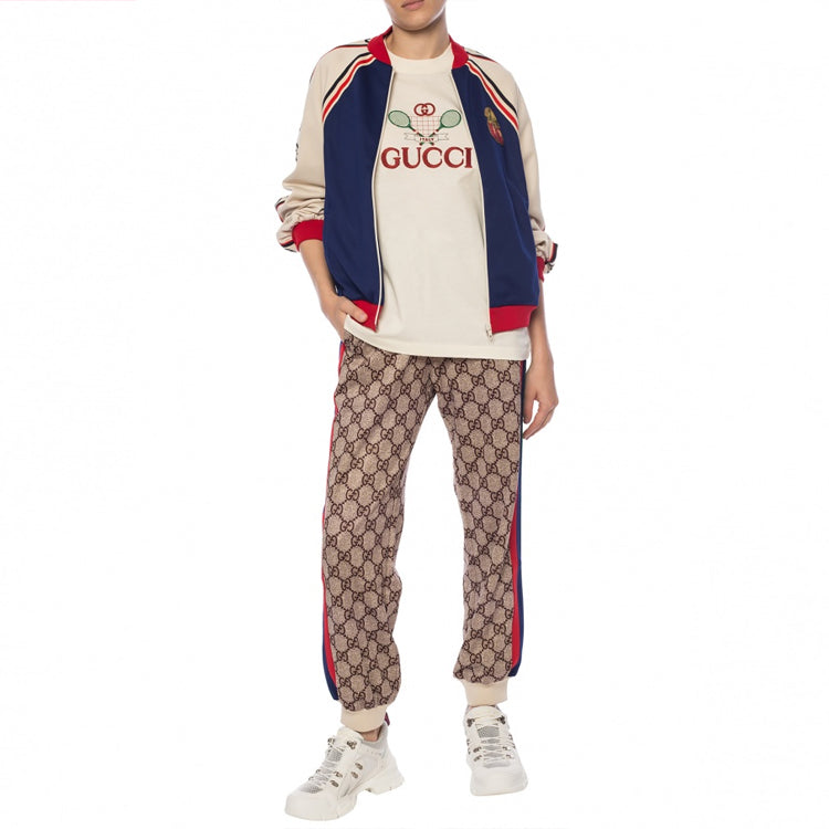 (WMNS) Gucci Tennis Printing Round Neck Casual Short Sleeve White 580762-XJBHP-7136