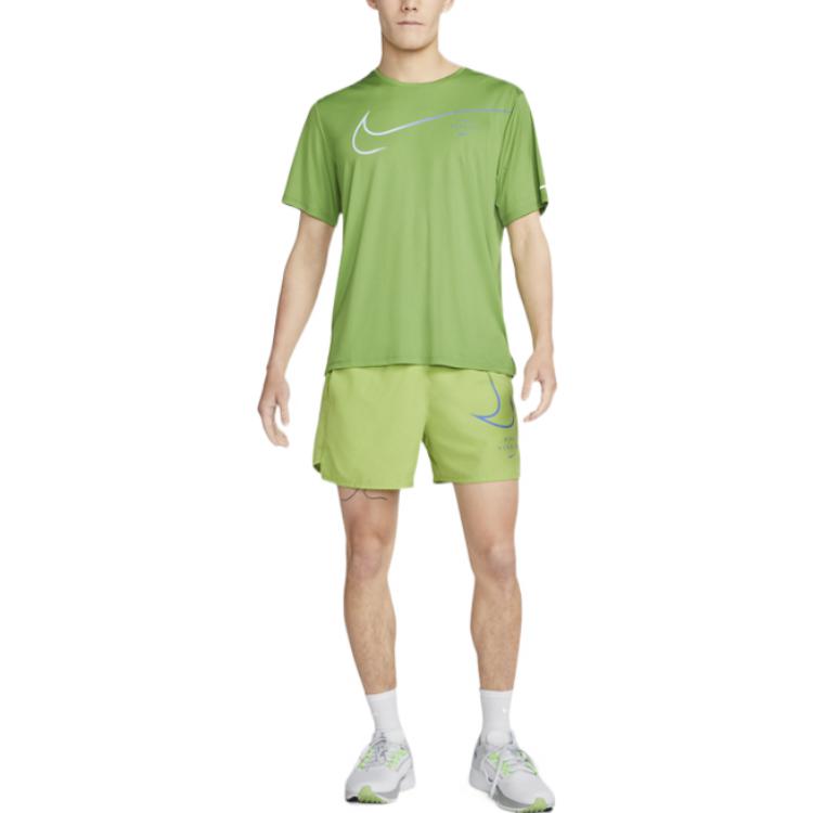 Men's Nike Gradient Logo Loose Running Shorts Green DM4808-332
