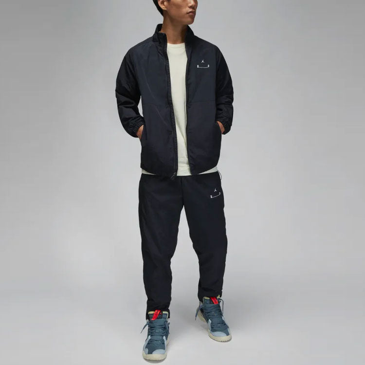 Men's Air Jordan Solid Color Small Logo Pattern Printing Casual Jacket Black DQ8074-010