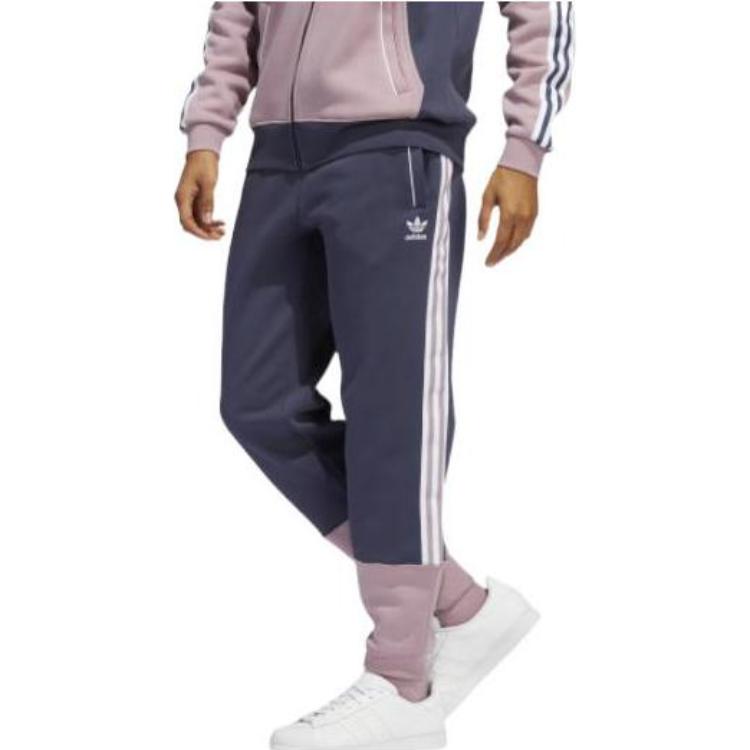 Men's adidas originals Logo Stripe Colorblock Sports Pants/Trousers/Joggers Blue HC2083