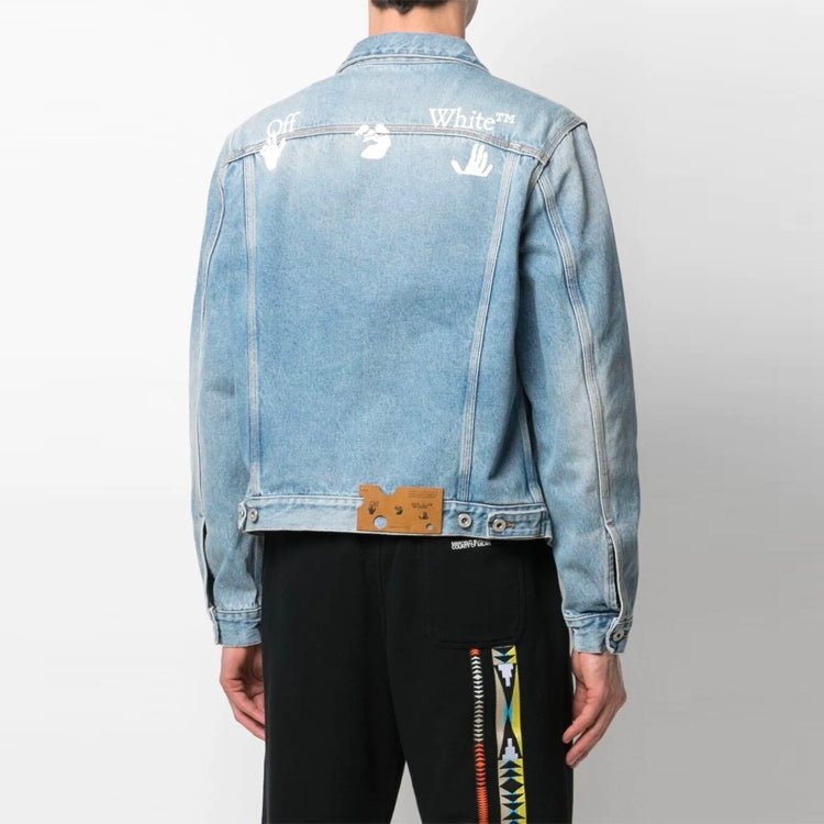 Off-White Men's SS21 Logo Jeans Jacket Oversize Blue OMYE054S21DEN0054401